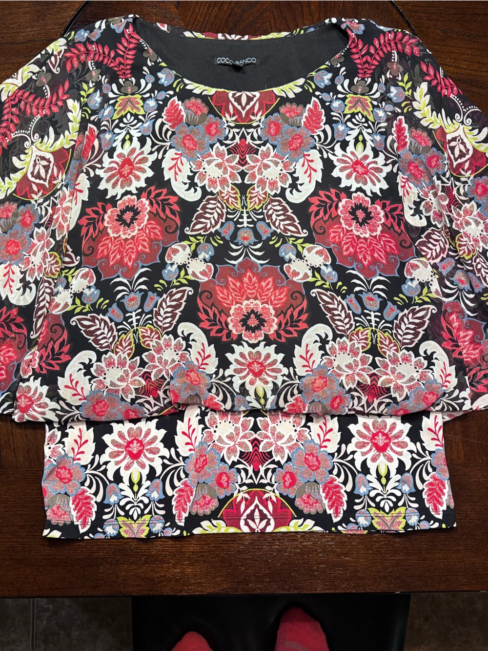 Coco Bianco Black Floral-Trim Tunic - Picture 1 of 6